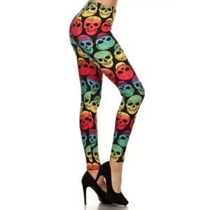 Reg One Size Womens Rainbox Sugar Skull Leggings‎